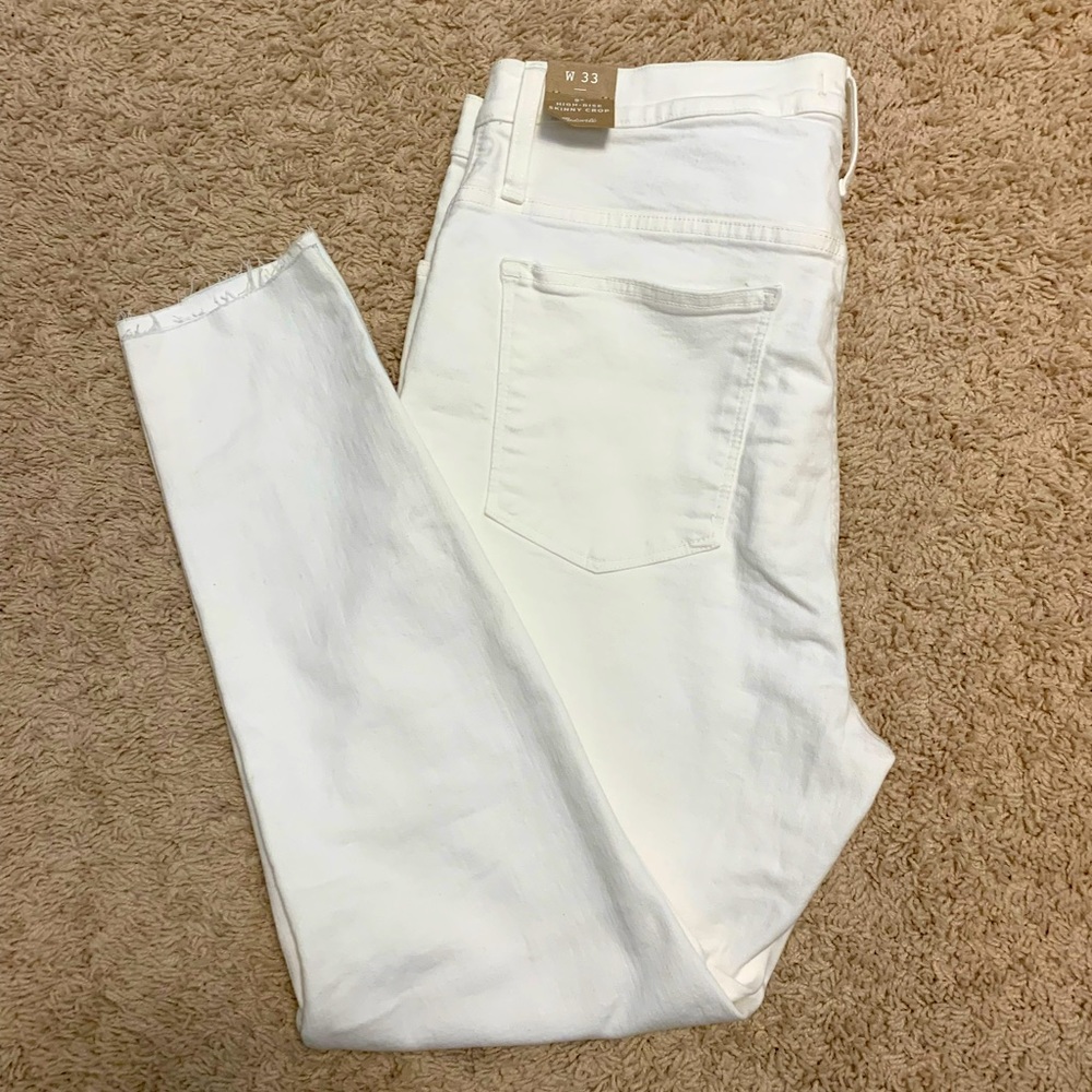 NWT Madewell 9” High-Rise Skinny Crop White Distressed Jeans | 33